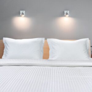 Beauty Home Παπλωματοθήκη ξενοδοχείου king size Ribbon Art Ε1238 230TC Satin Stripe Percal Pennie 70%Cot-30%Pol 270x250 Λευκό